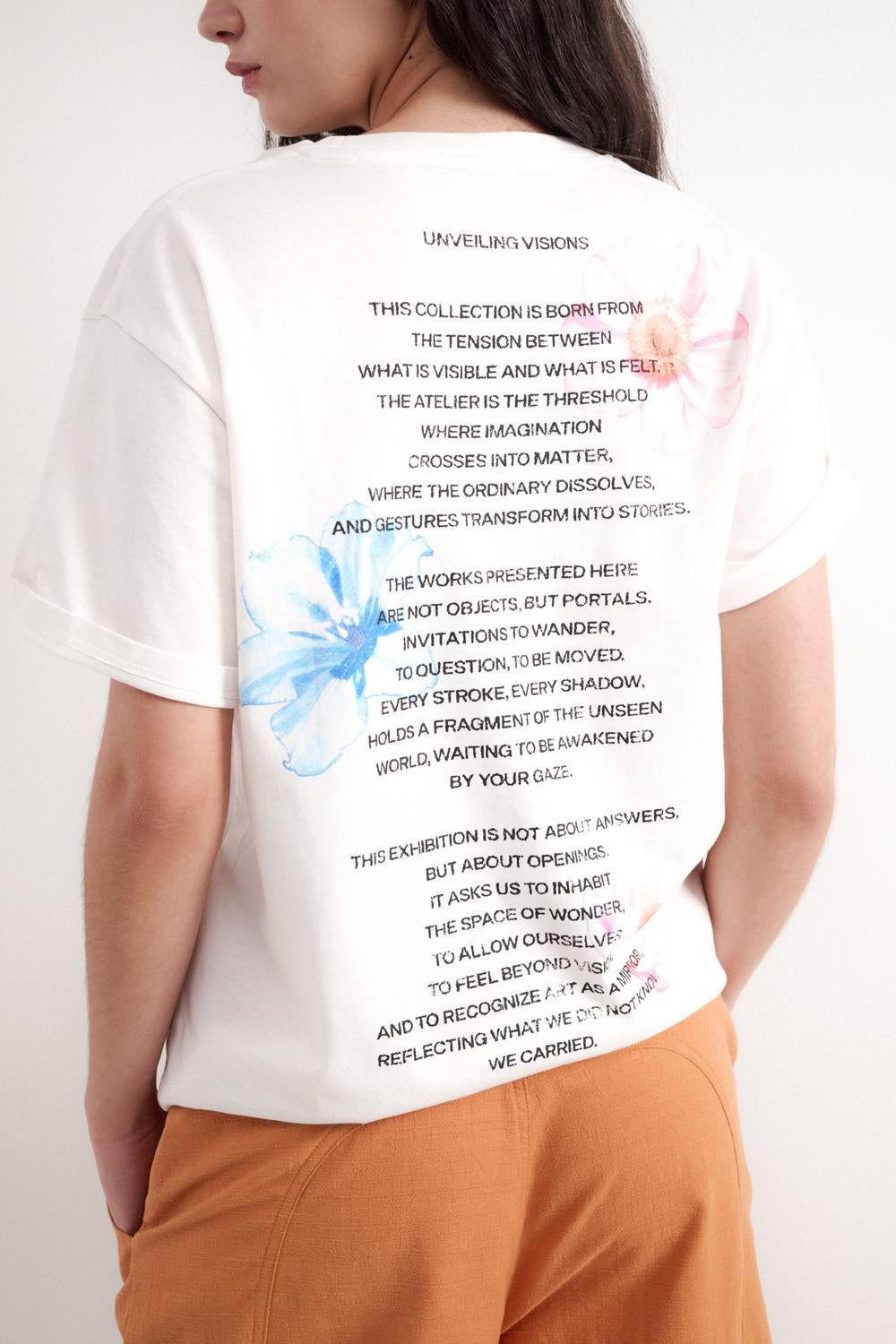 Remera Oversize Menu Flowers - White