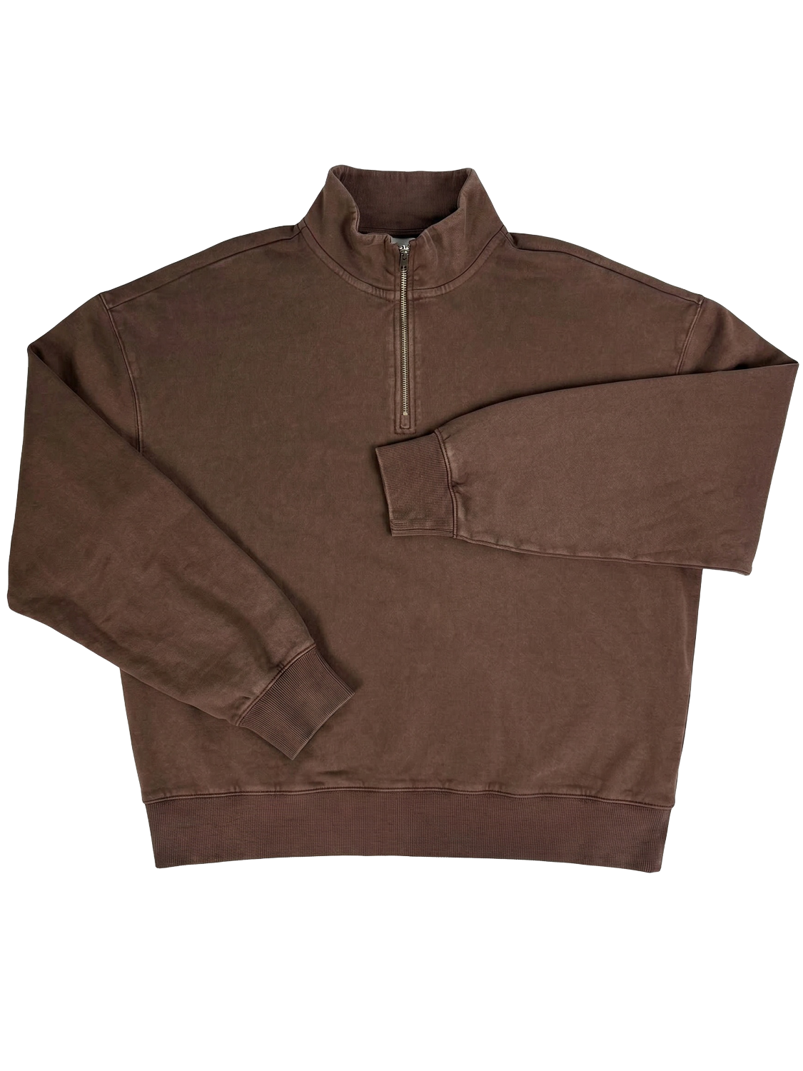 Buzo Regular Fit Half Zip Washed T - Chocolate Brown