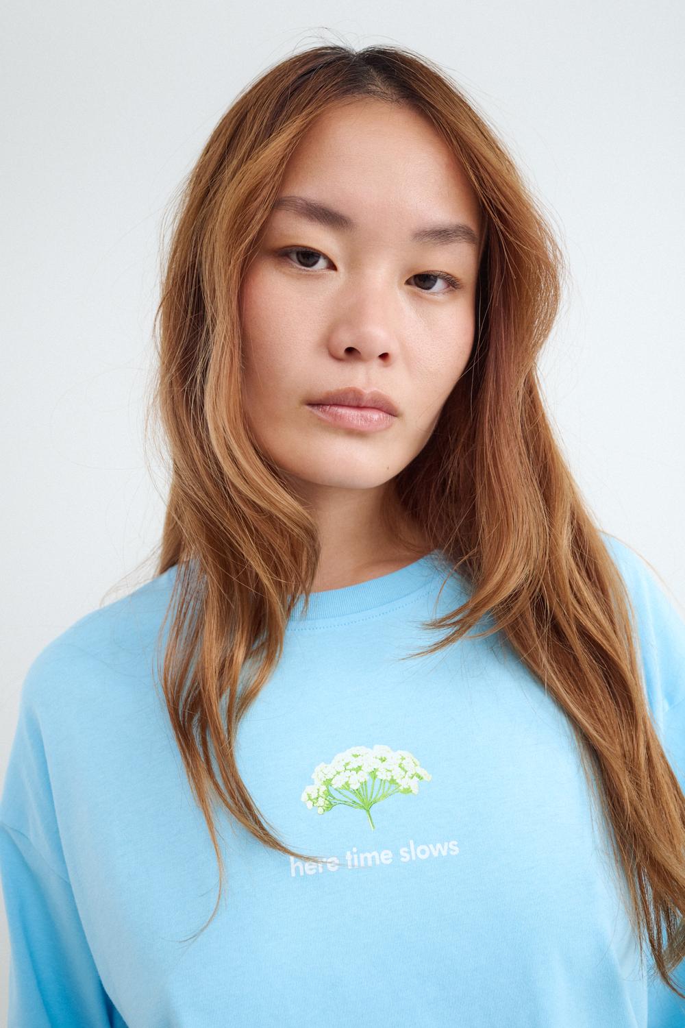 Remera Oversize Blue Flower - Light Blue