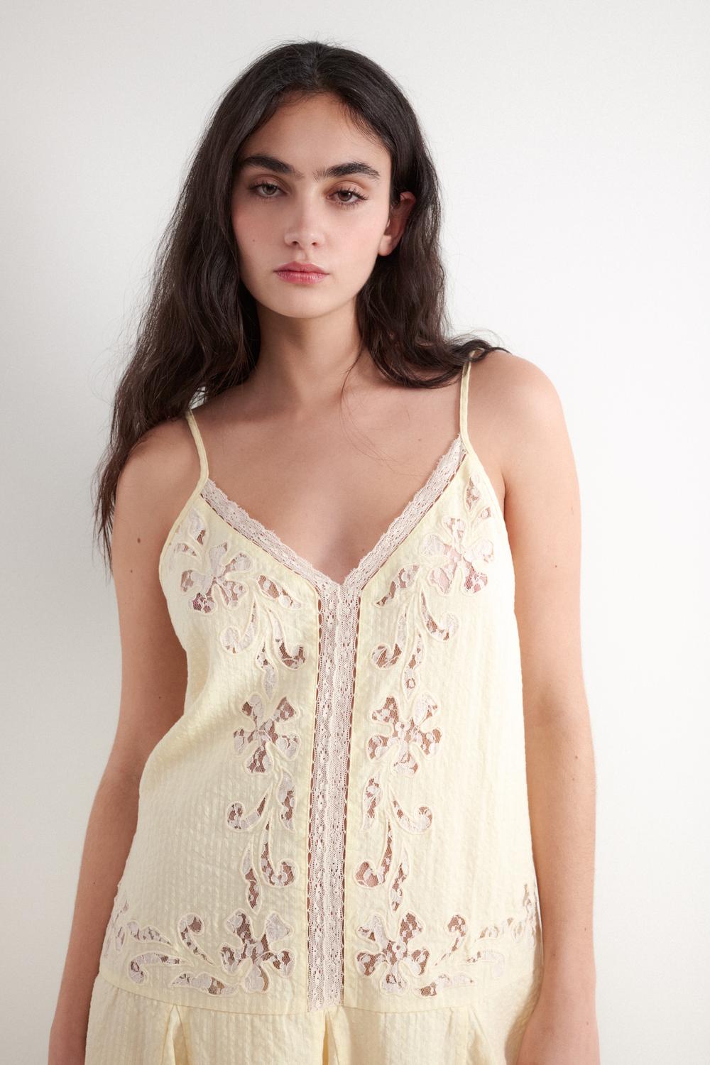 Vestido Relaxed Mini Lingerie - Blazing Yellow