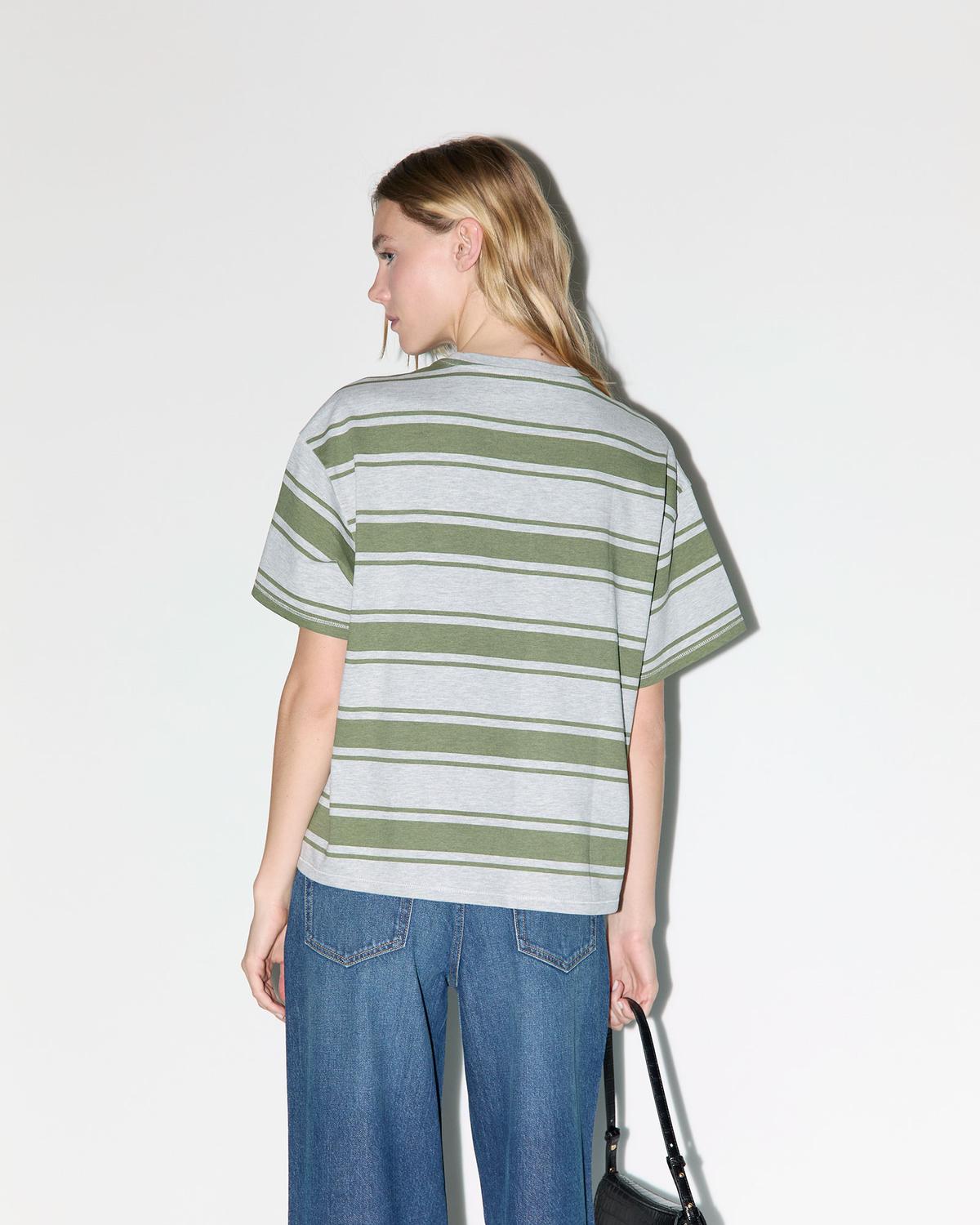 Remera Boxy Stripes - Light Grey Melange