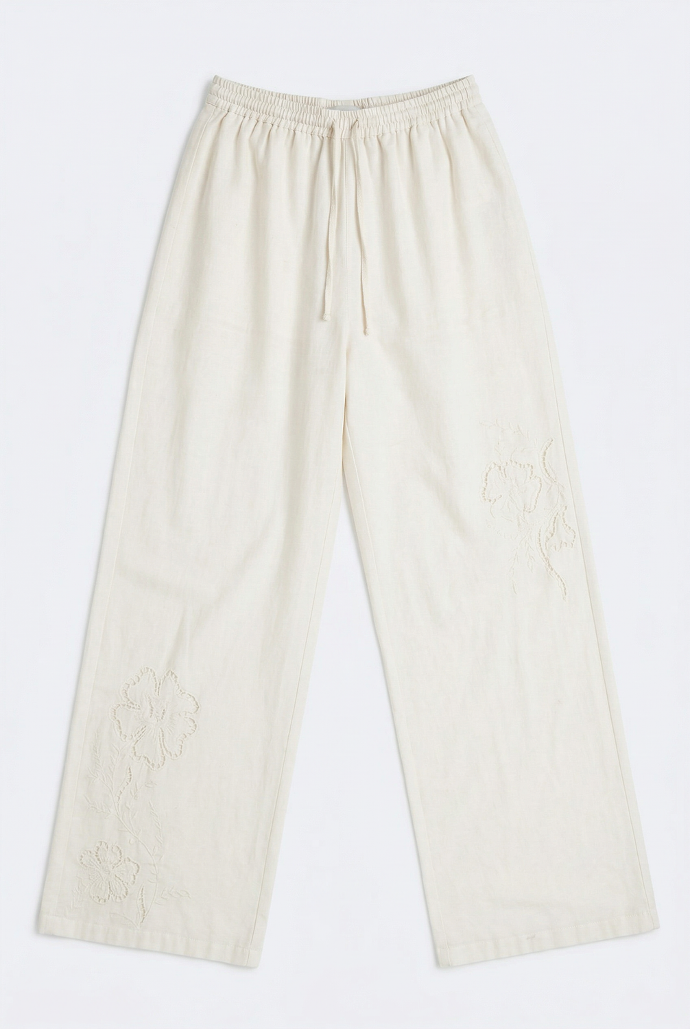 Pantalón Relaxed Eyelet Embro - Ecru
