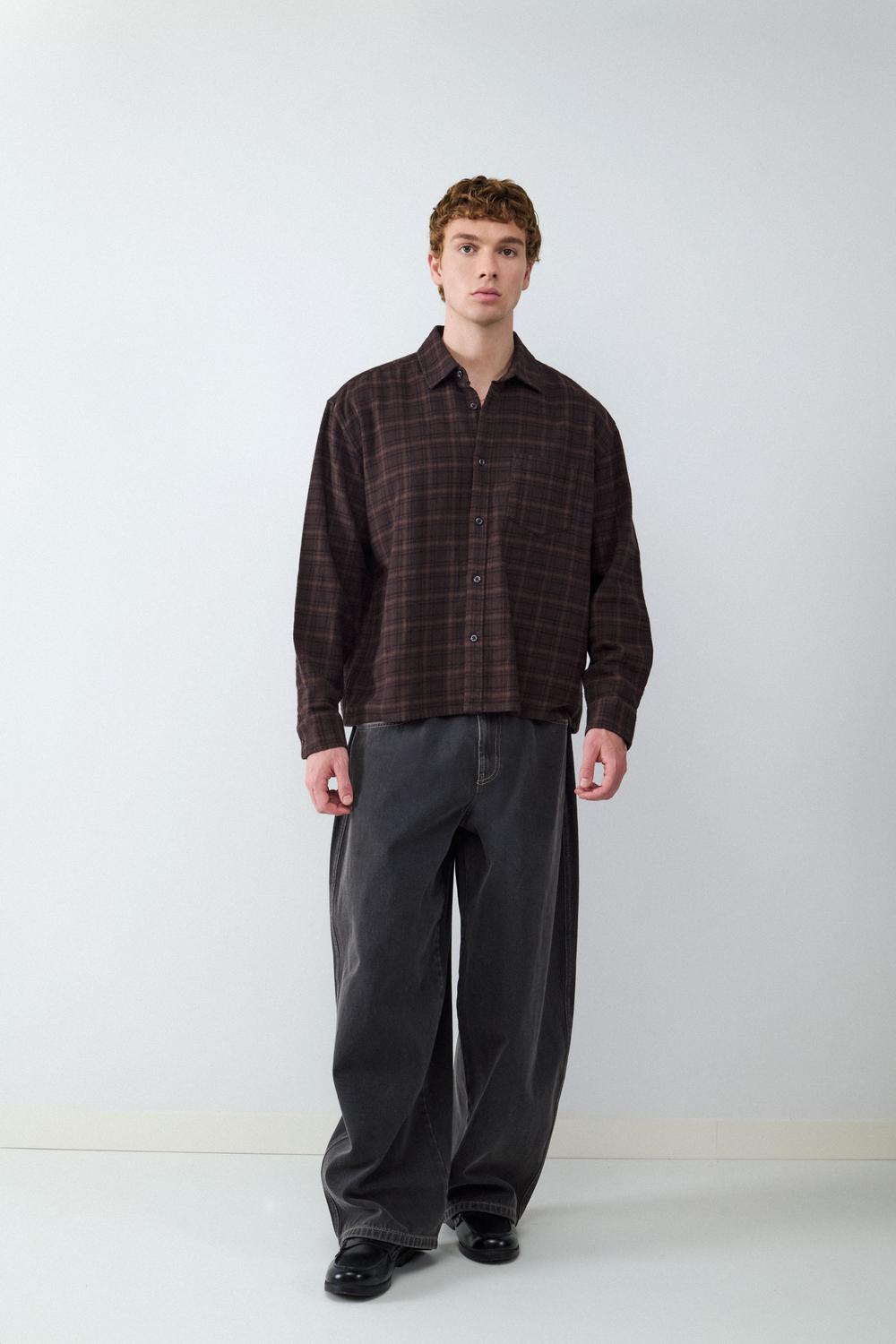 Camisa Boxy Pocket Flannel - Coffee Bean