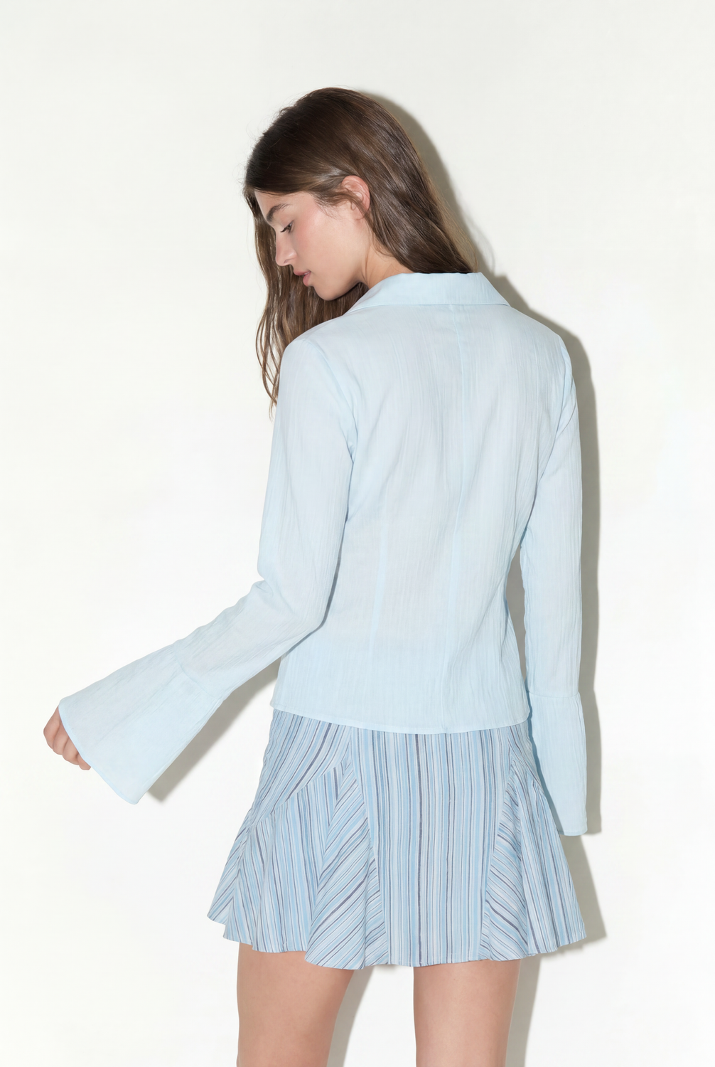 Pollera Mini Blue Stripes - Light Blue