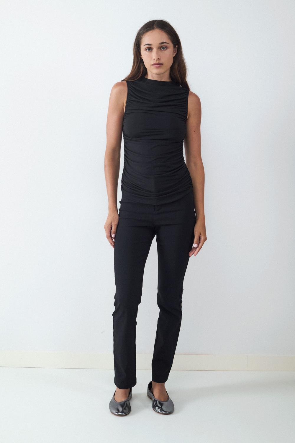 Pantalón Straight Cropped - Black