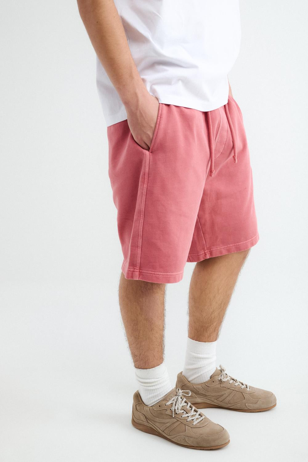 Short Regular Fit Washed Terry - Bright Red