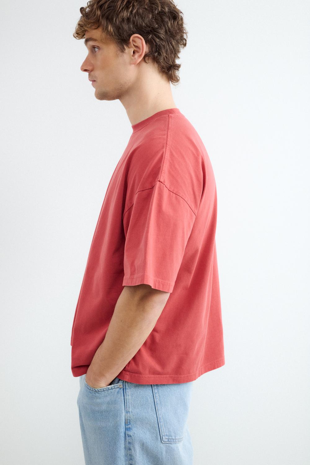 Remera Boxy Washed - Bright Red