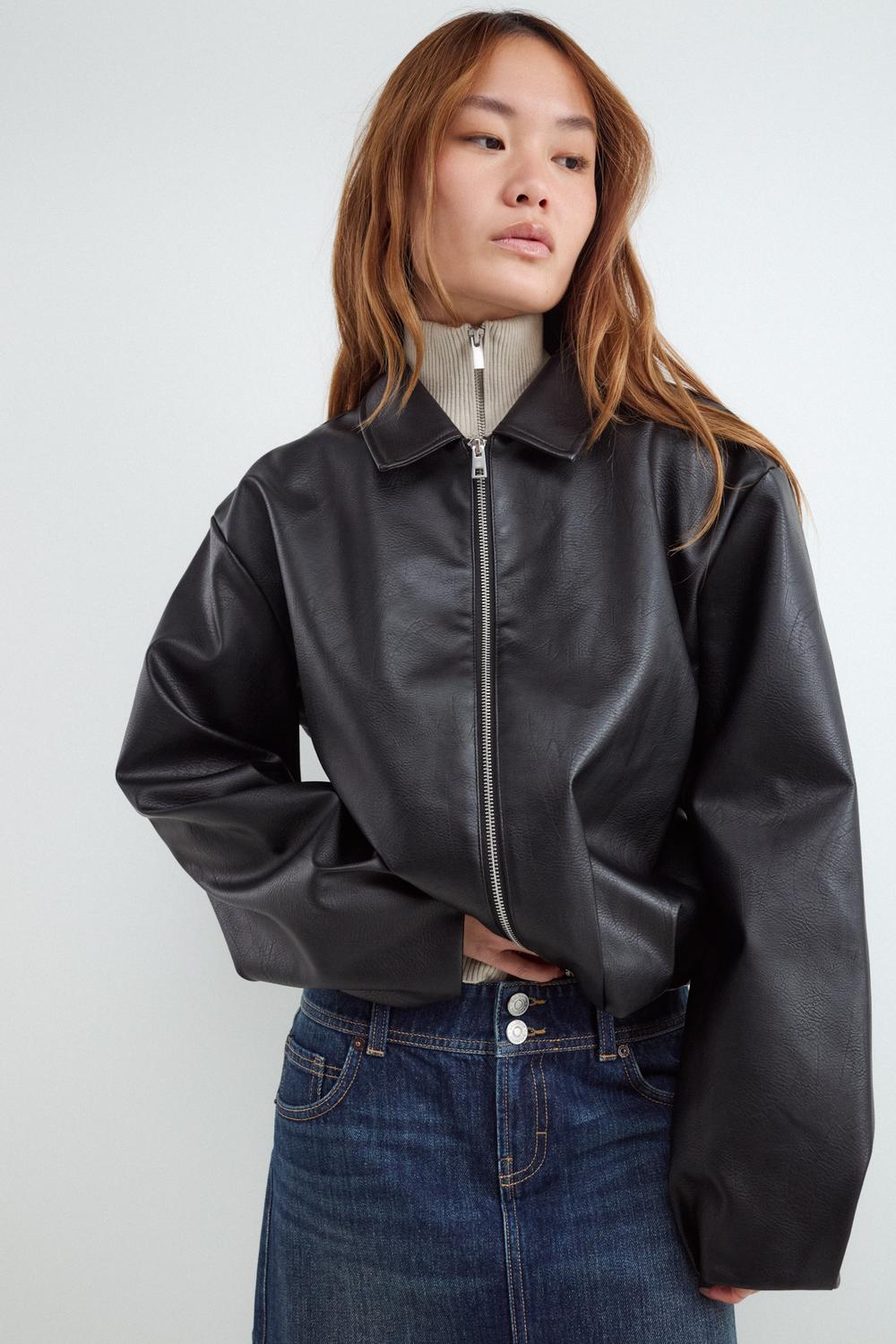 Campera Bomber PU - Black