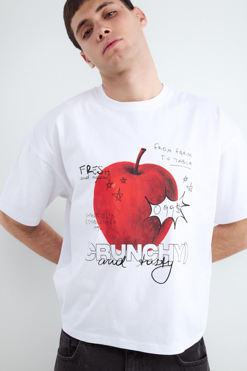 Remera Relaxed Fit Print Fruits - White