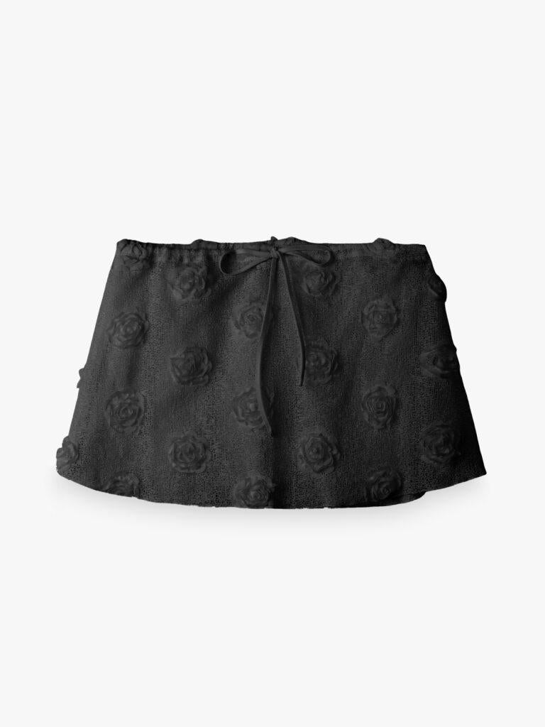 Pollera Mini Flowers Transparent - Black