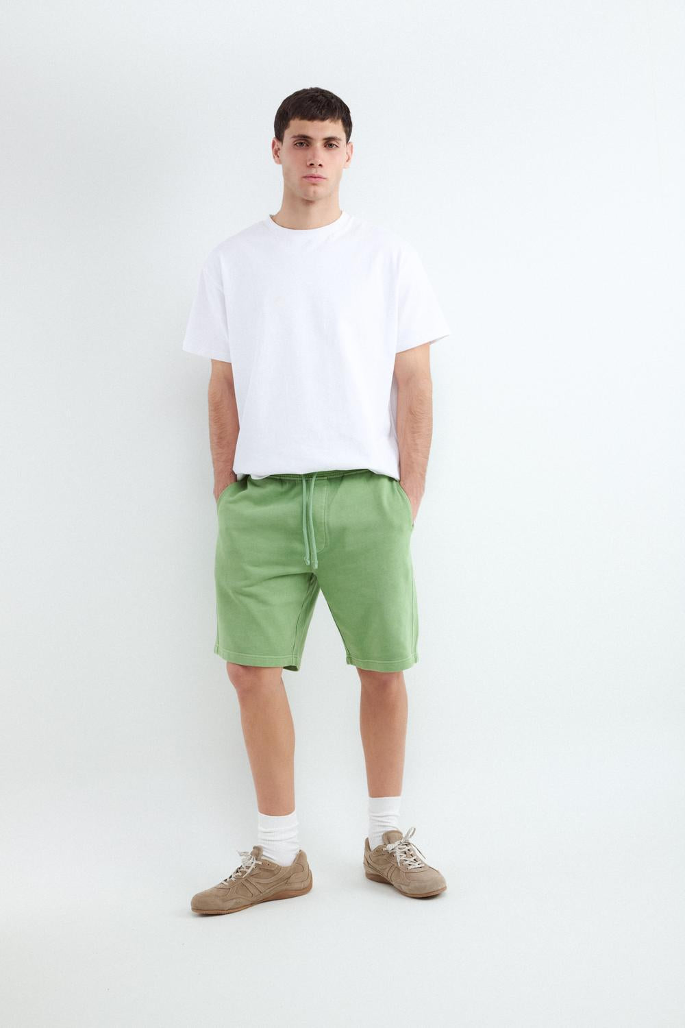 Short Regular Fit Washed Terry - Classic Green