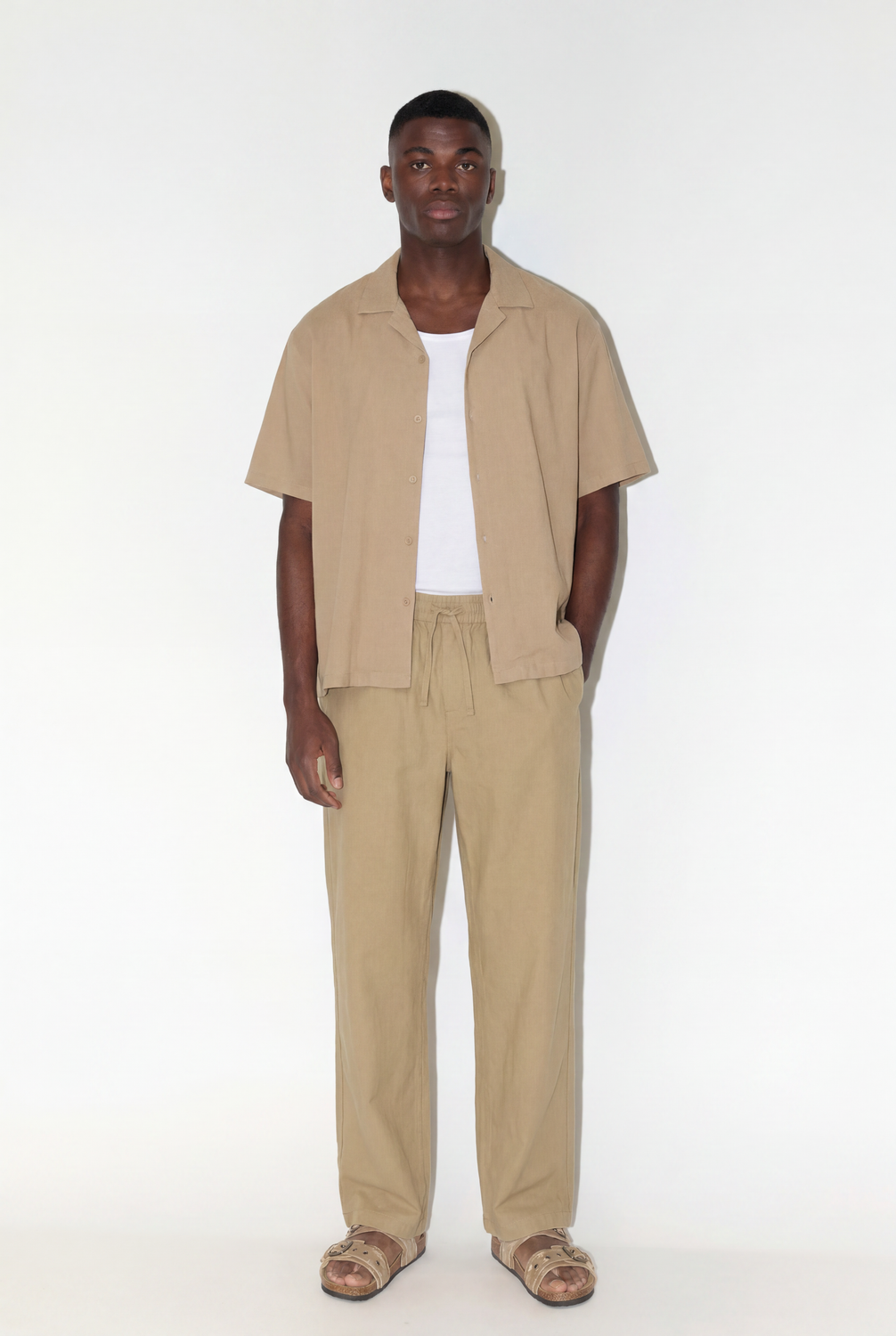 Camisa Relaxed Fit Fluid - Beige
