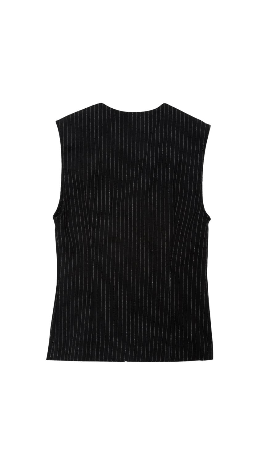Top Slim Stripes With Zipper - Black