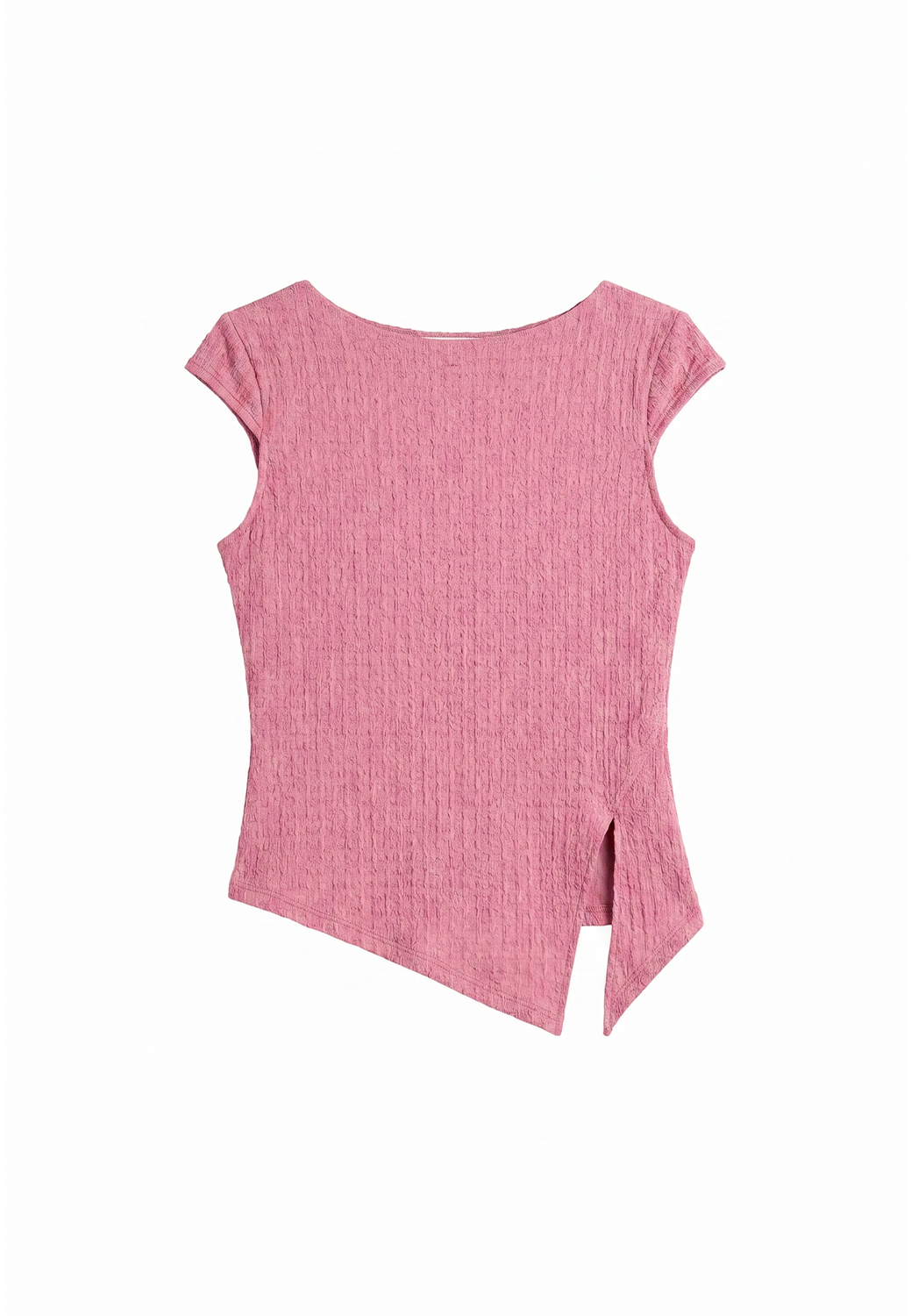 Top Slim Boat Neck Textured - Rose Wine