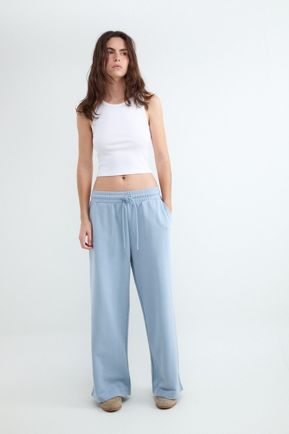 Top Crop Halter Tank - White