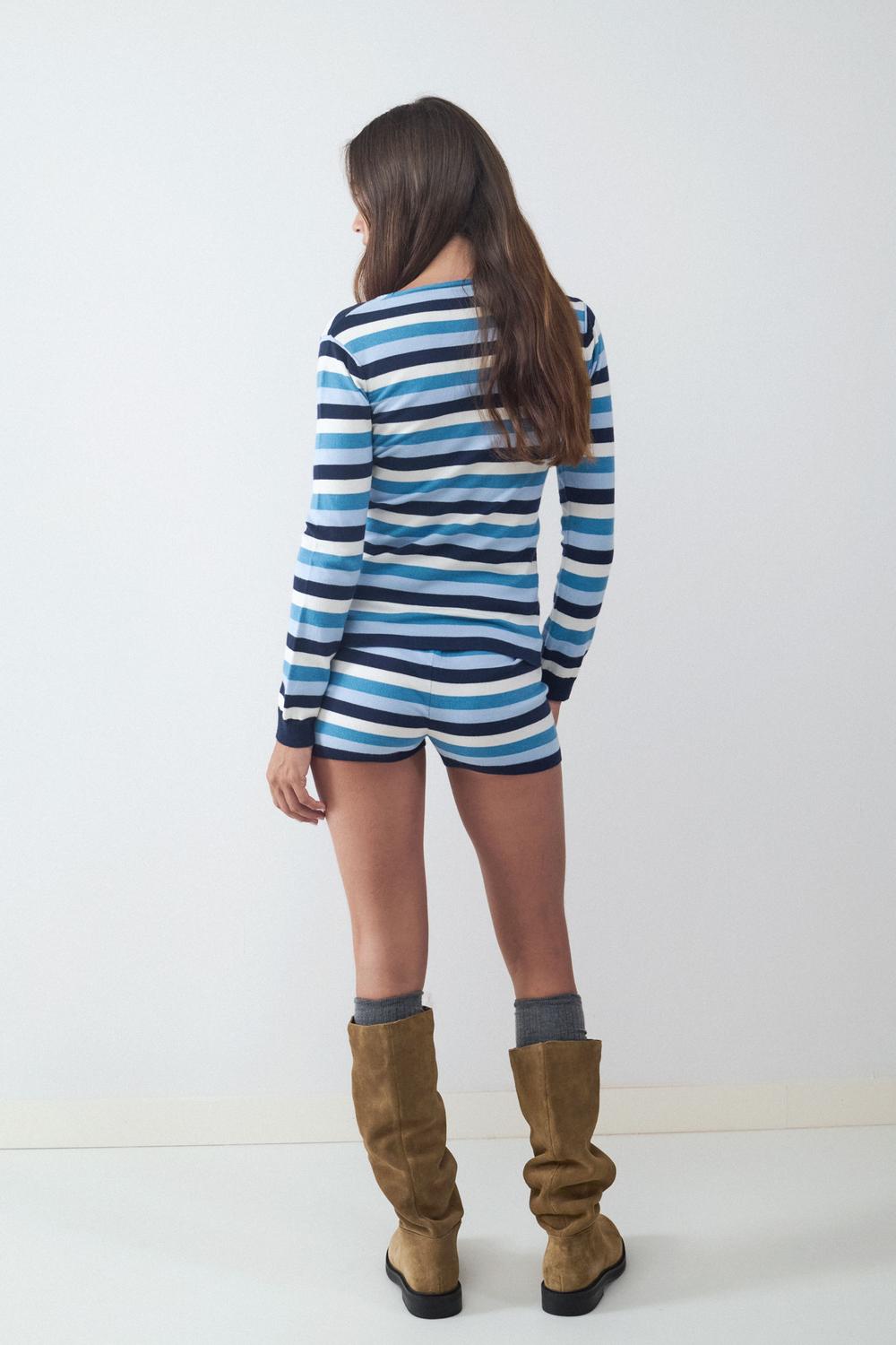 Cardigan Slim Stripes - Baby Blue