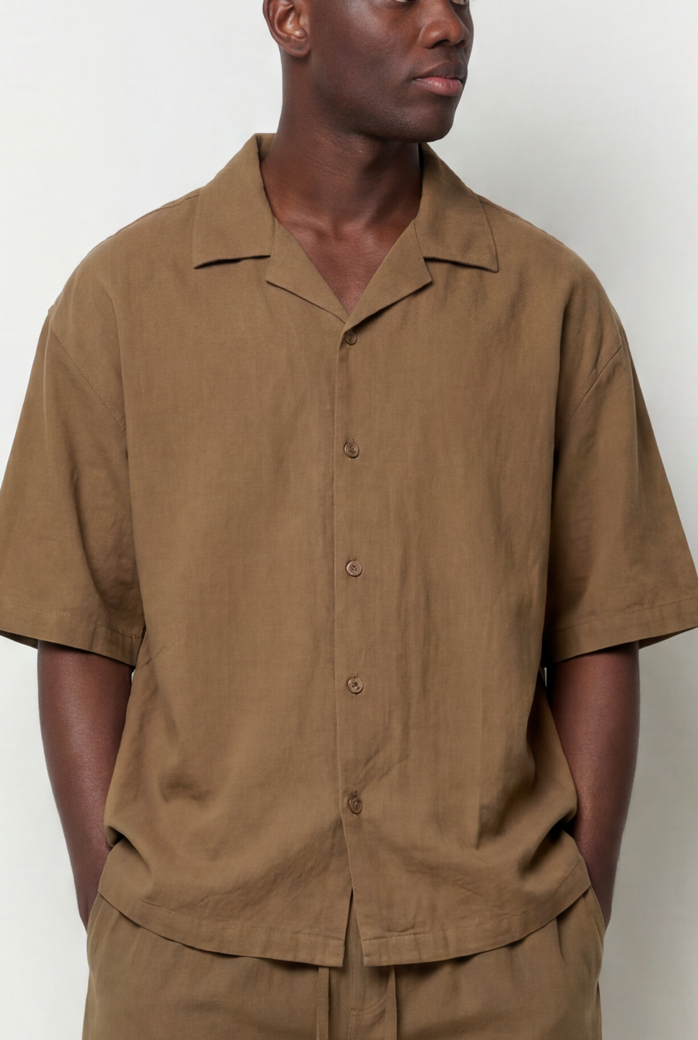 Camisa Relaxed Fit Fluid - Brown Out