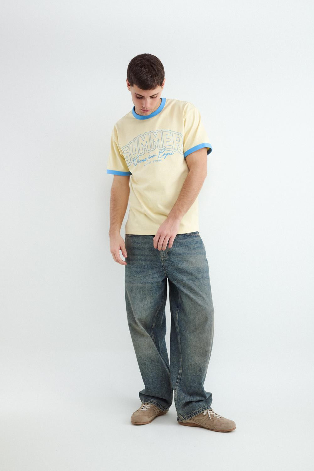 Remera Regular Fit Contrast Piping - Blazing Yellow