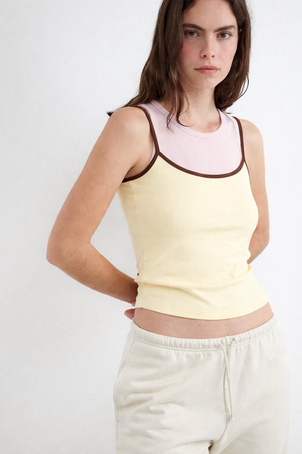Top Slim Thin Straps Tank - Blazing Yellow