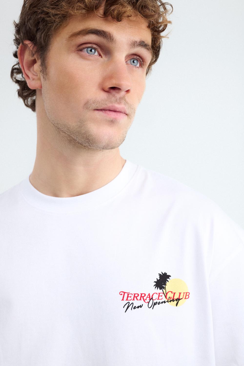 Remera Relaxed Fit Print Terrace Club - White