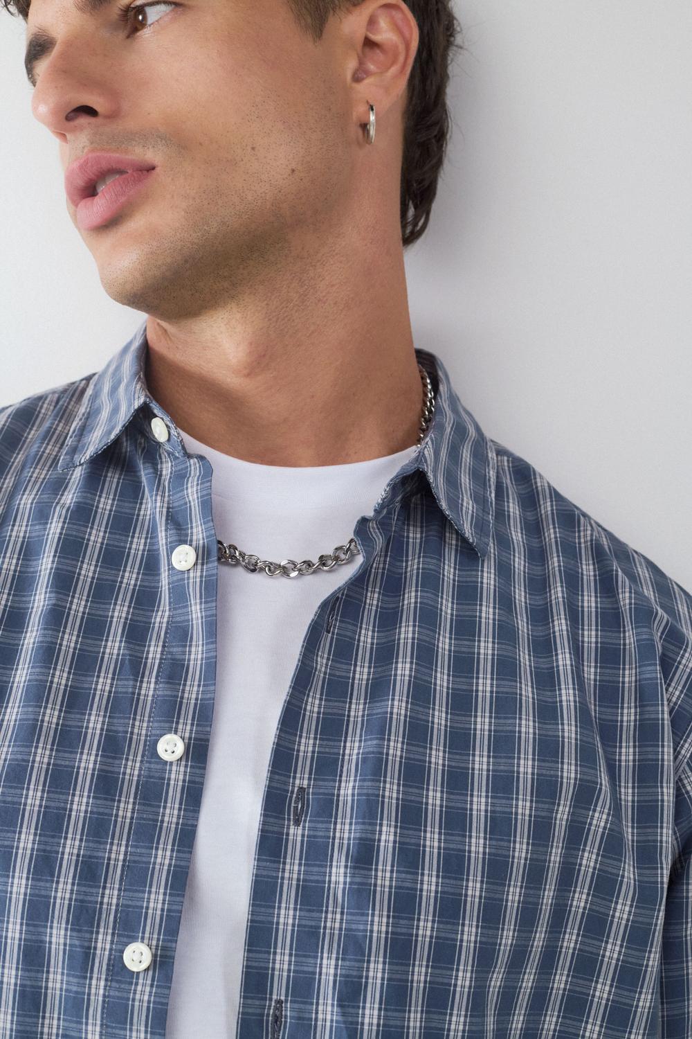 Camisa Oversize Checked Retiro - Grey