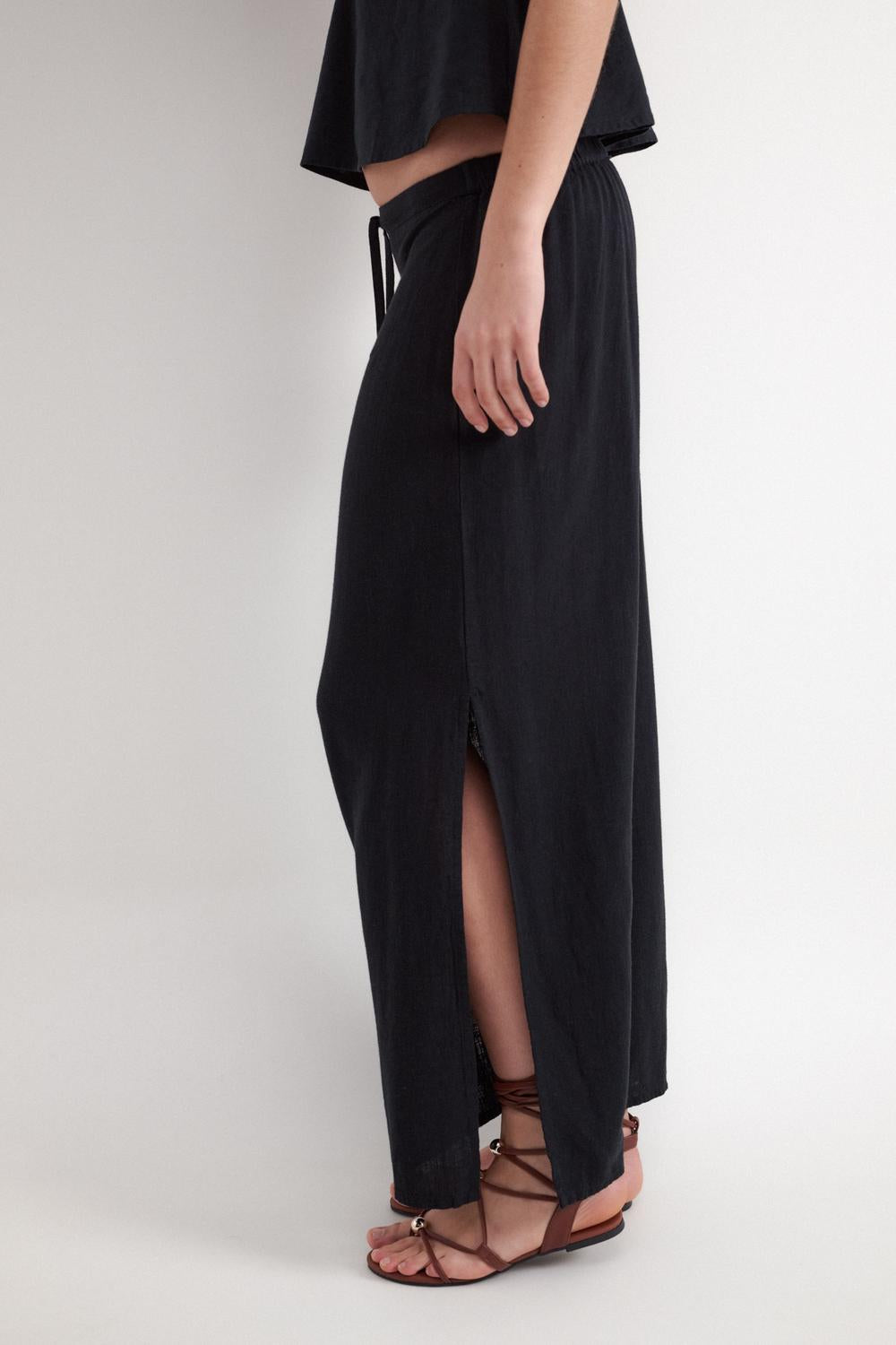 Pollera Long Rustic - Black