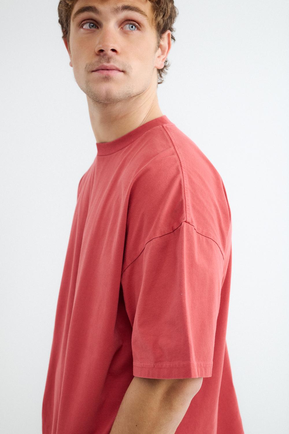 Remera Boxy Washed - Bright Red
