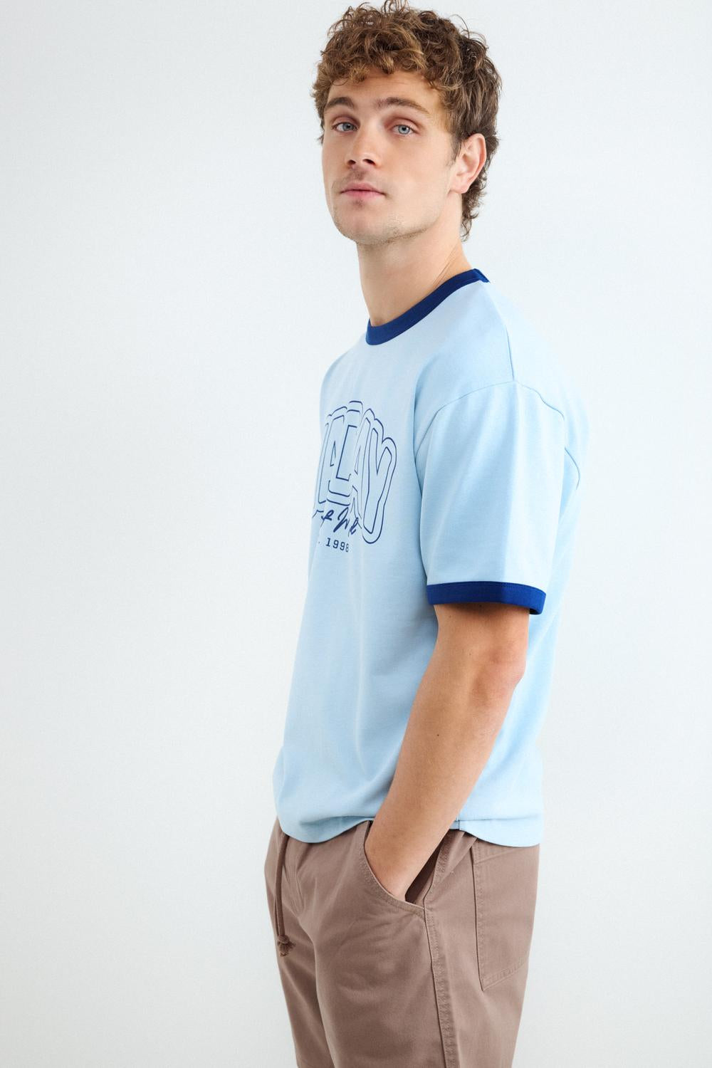 Remera Regular Fit Contrast Piping - Classic Blue