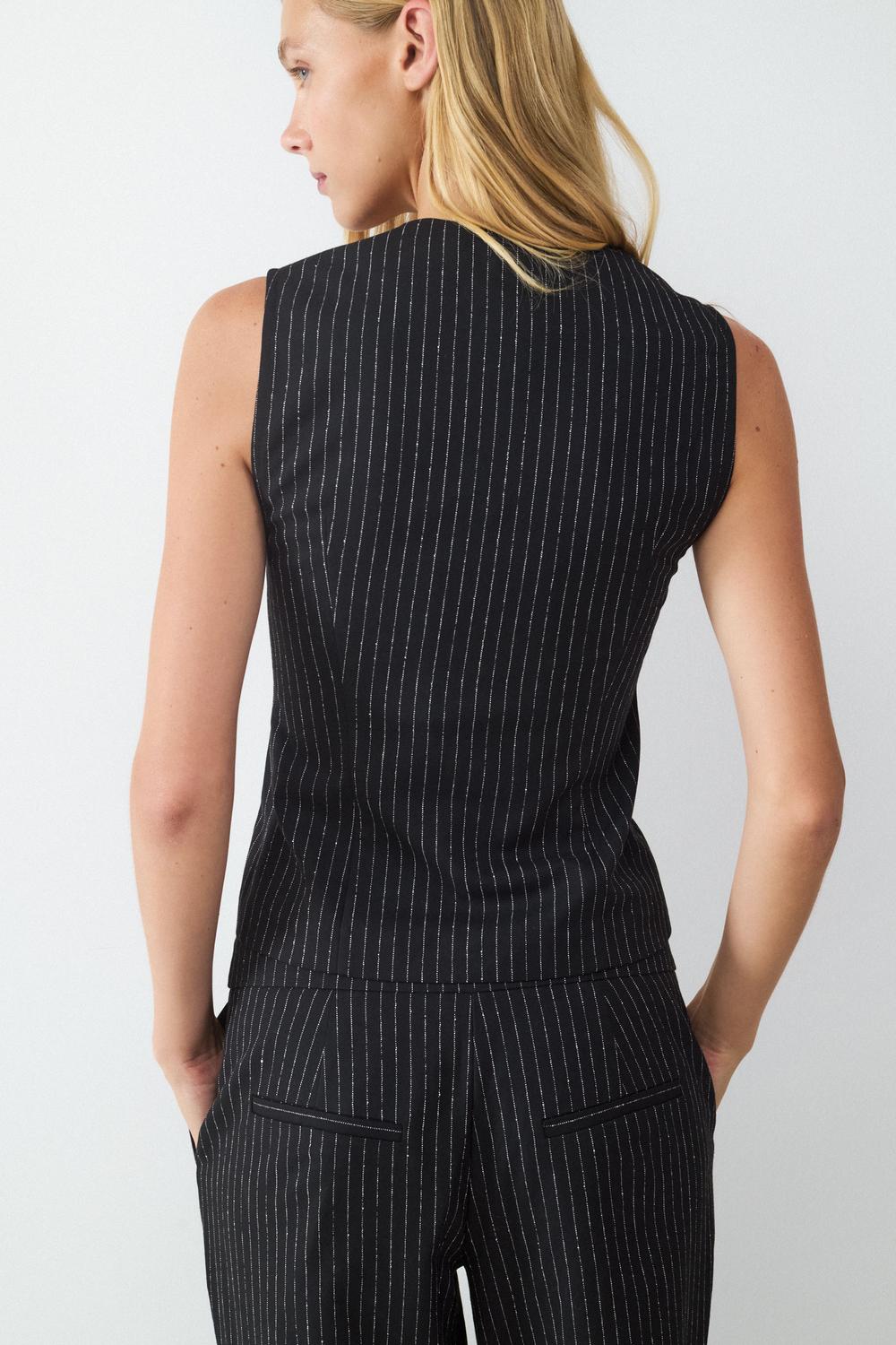 Top Slim Stripes With Zipper - Black