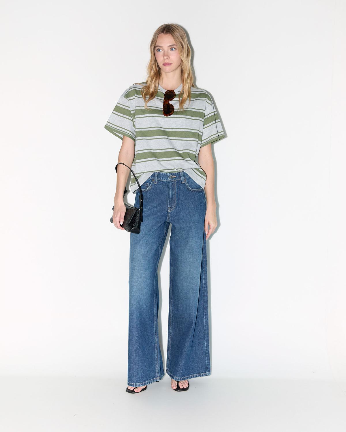 Remera Boxy Stripes - Light Grey Melange
