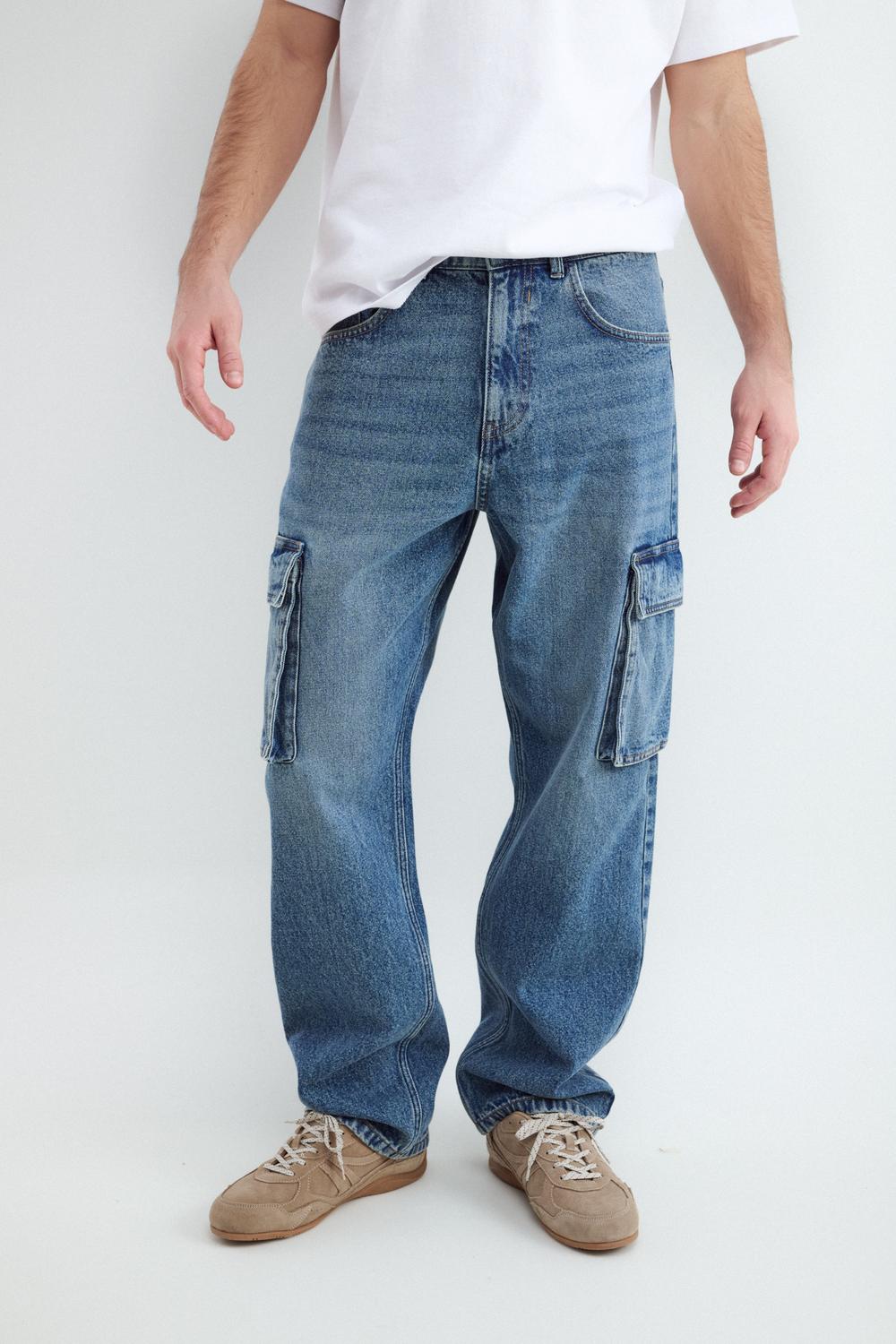 Jean STRAIGHT FIT CARGO LUIS - Dark Blue Denim