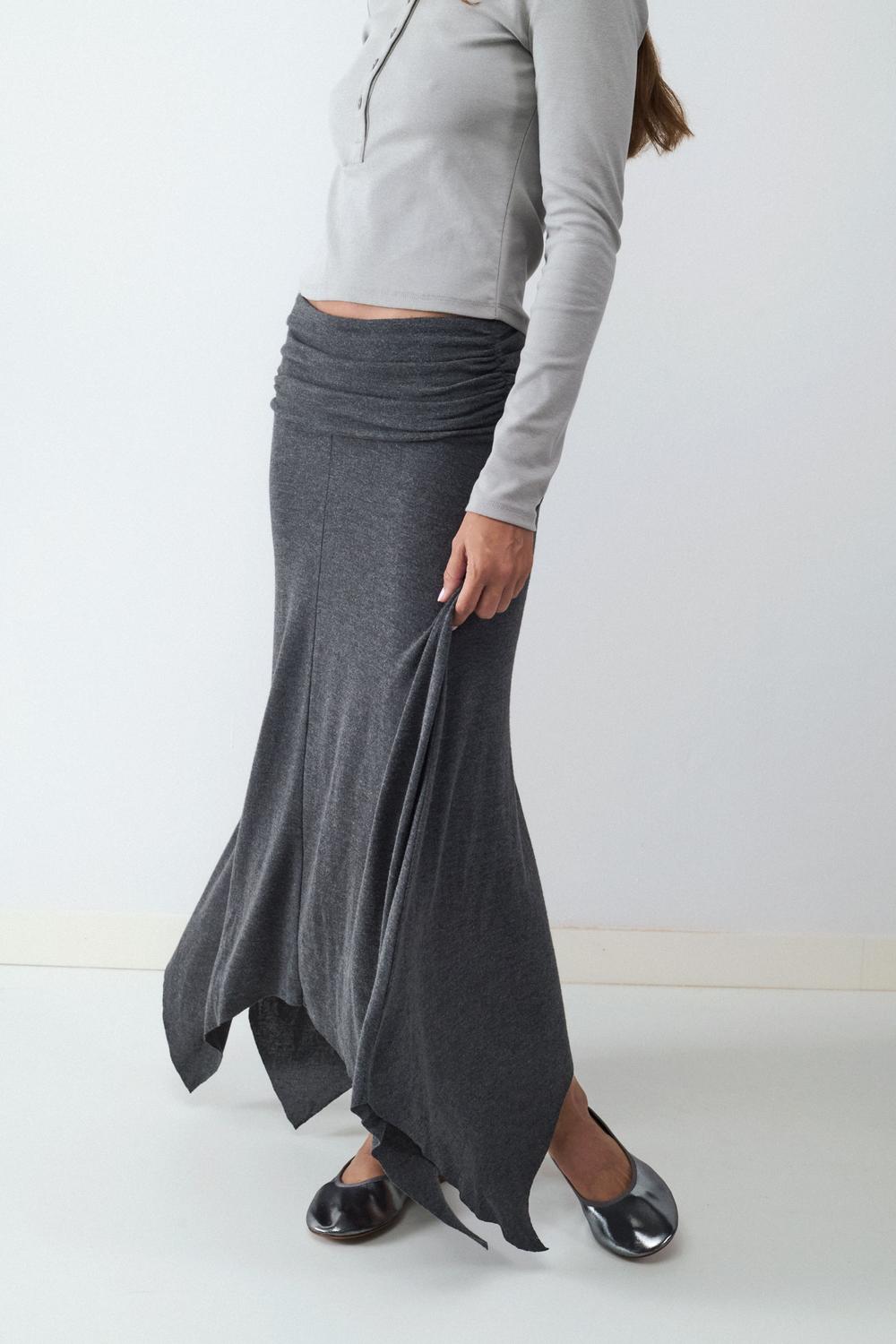 Pollera Midi Drapped - Dark Shadow