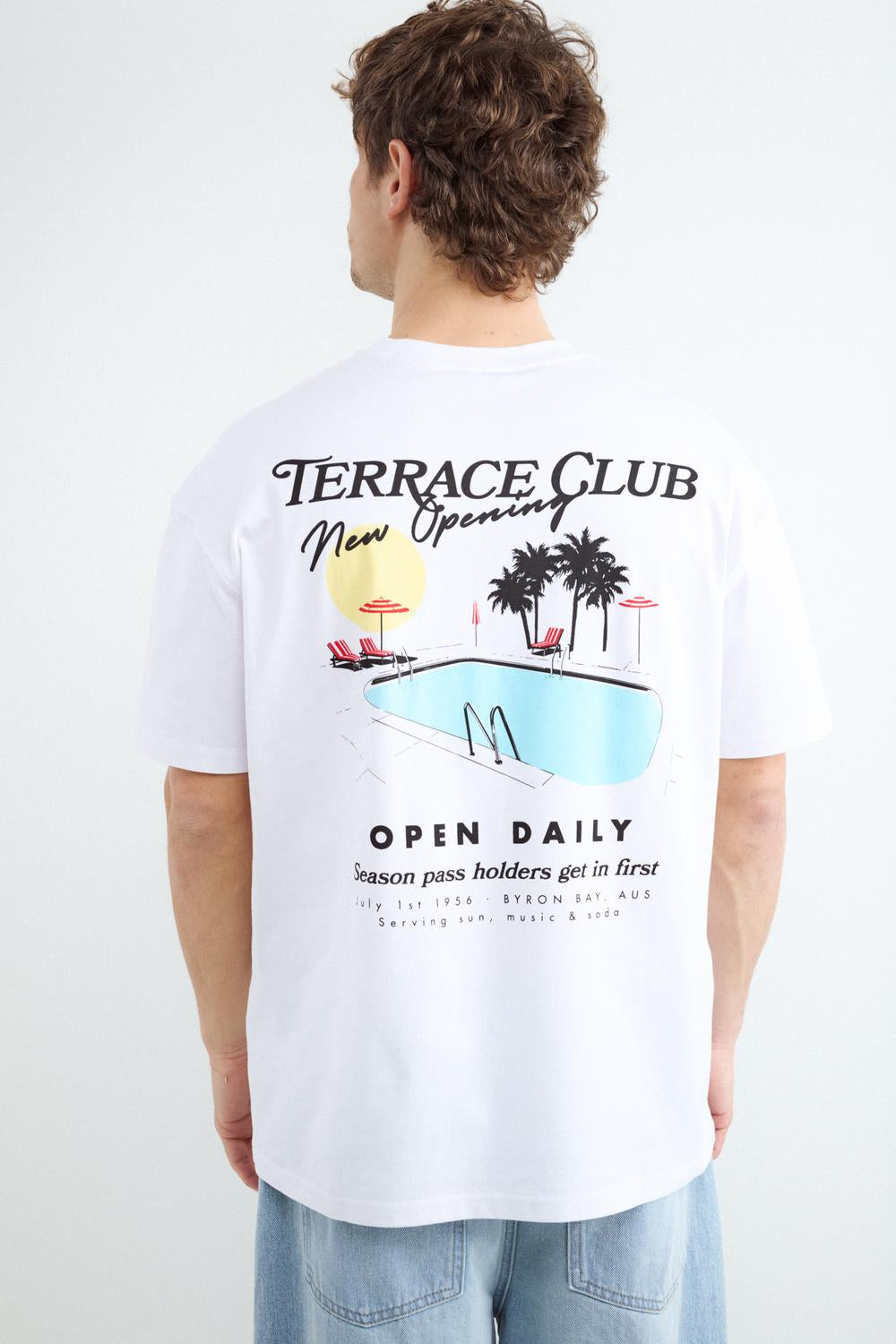 Remera Relaxed Fit Print Terrace Club - White