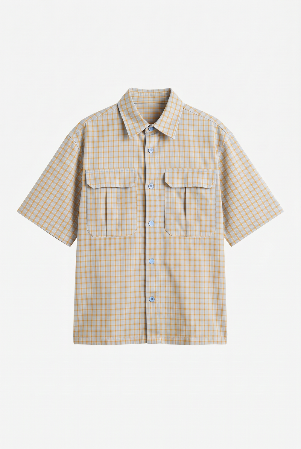 Camisa Regular Fit Checked - Light Blue