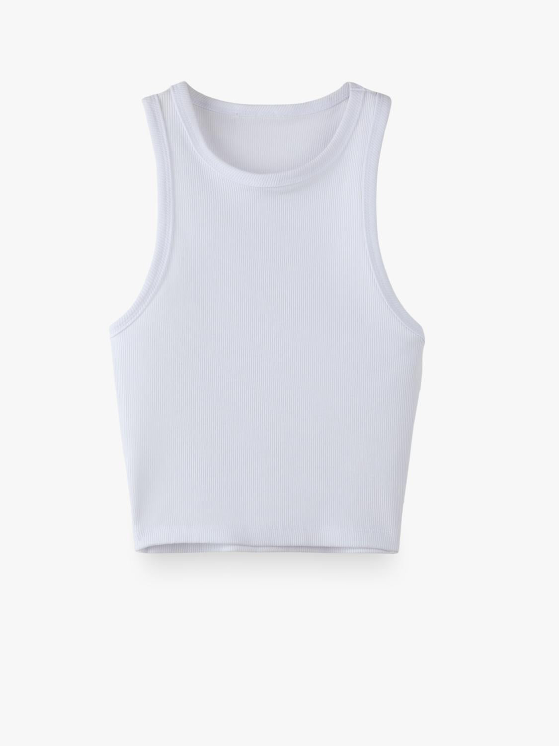 Top Crop Halter Tank - White