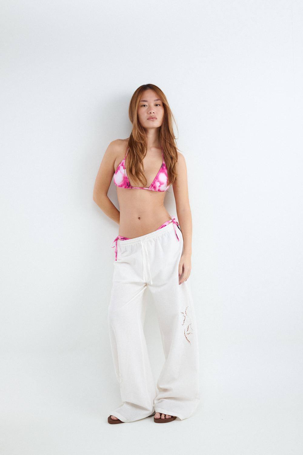 Pantalón Relaxed Eyelet Embro - Ecru