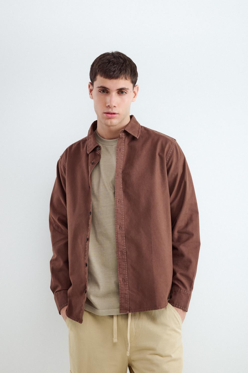 Camisa Regular Fit Heavy Cotton - Chocolate Brown