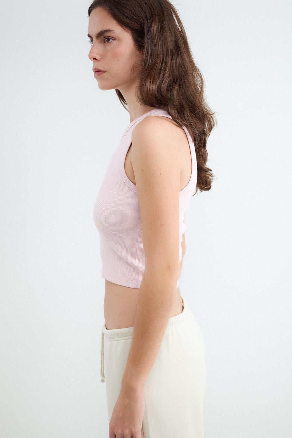 Top Crop Halter Tank - Light Pink