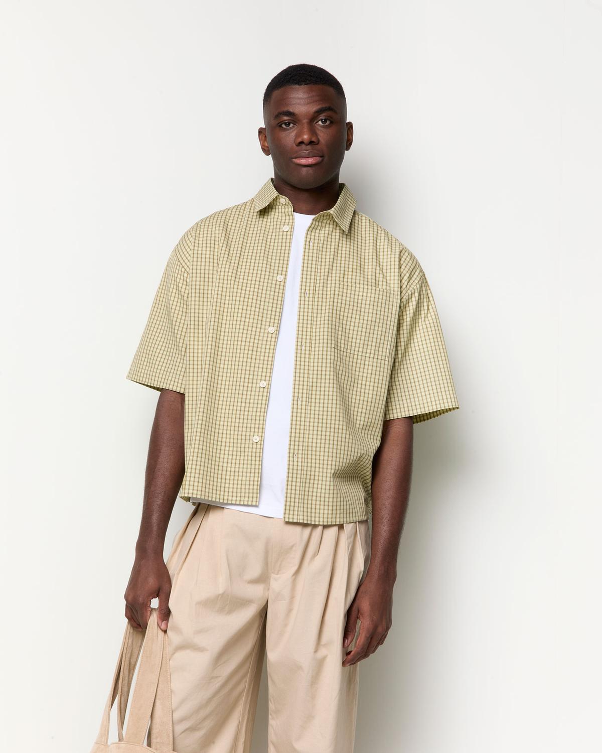 Camisa Boxy Checked Poplin - Tarragon