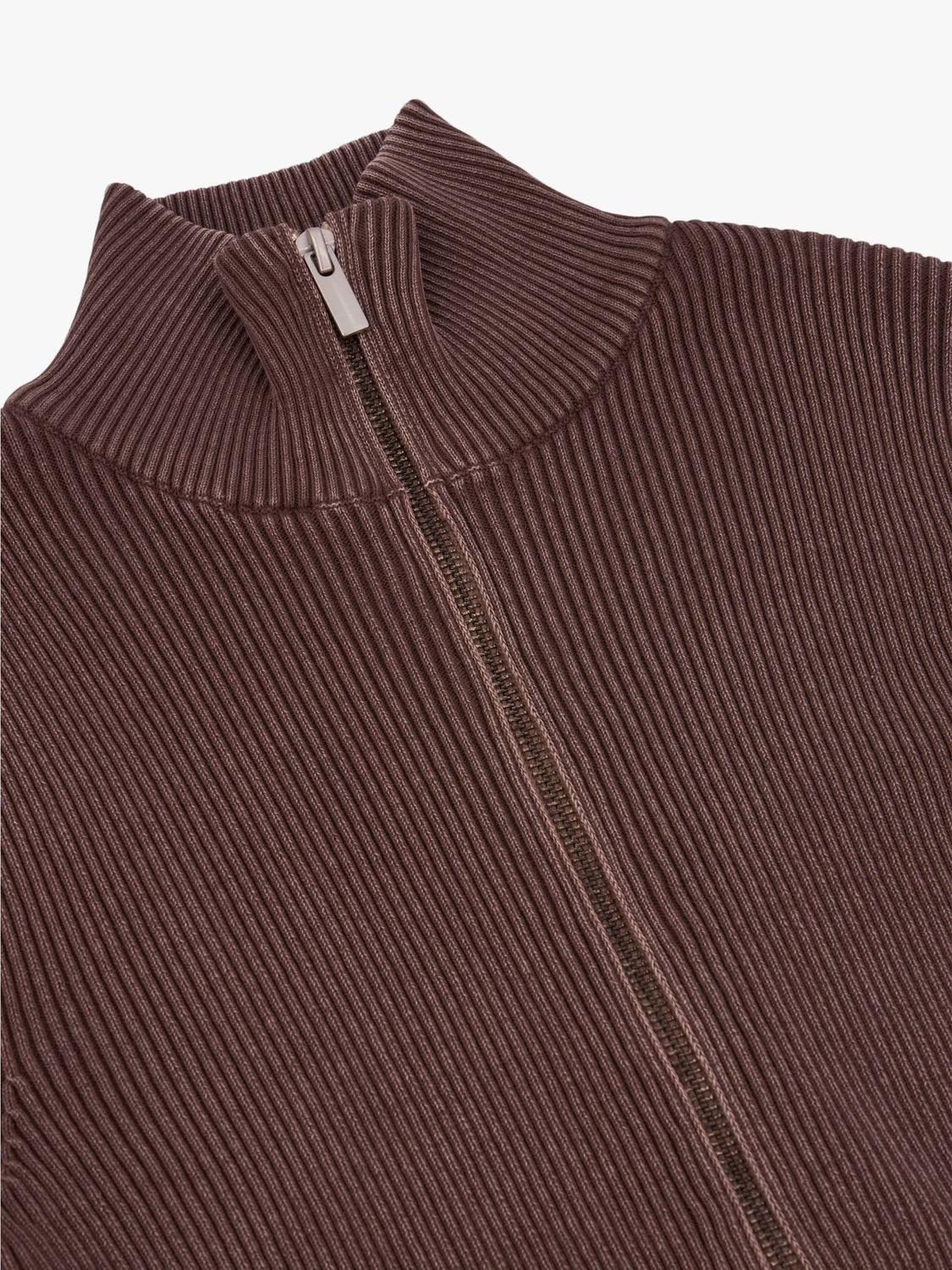 Sweater Slim Full Zipper - Brown Out
