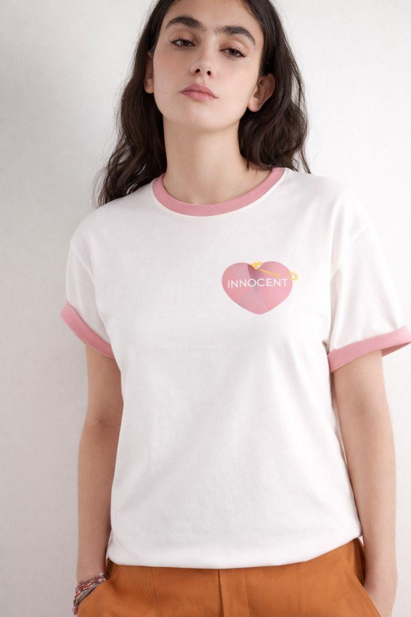 Remera Slim Print Heart - White