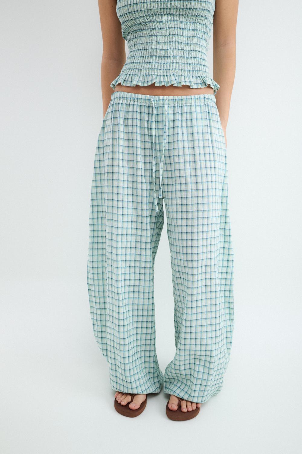 Pantalón Baggy Checks - Light Blue