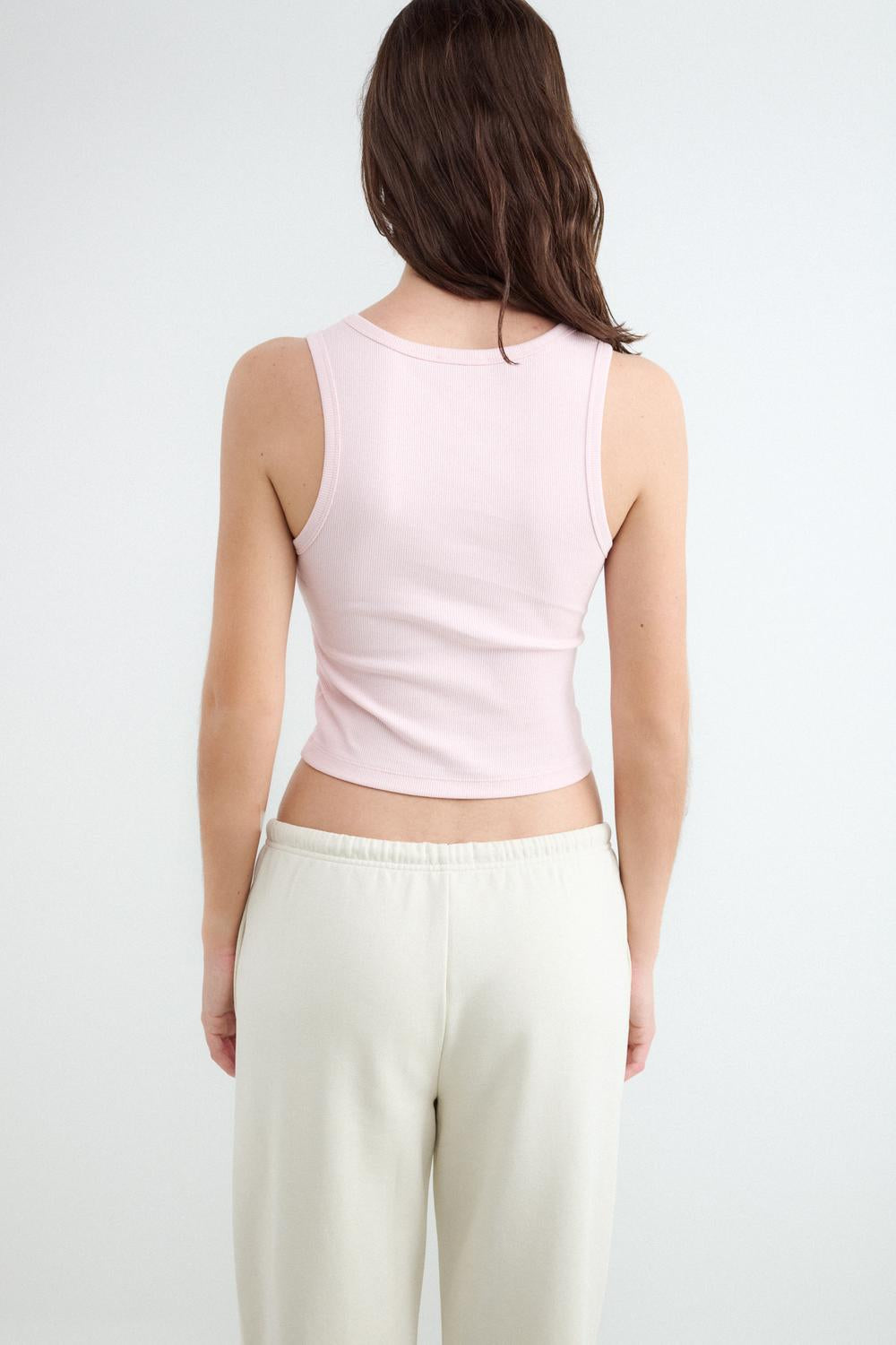Top Crop Halter Tank - Light Pink