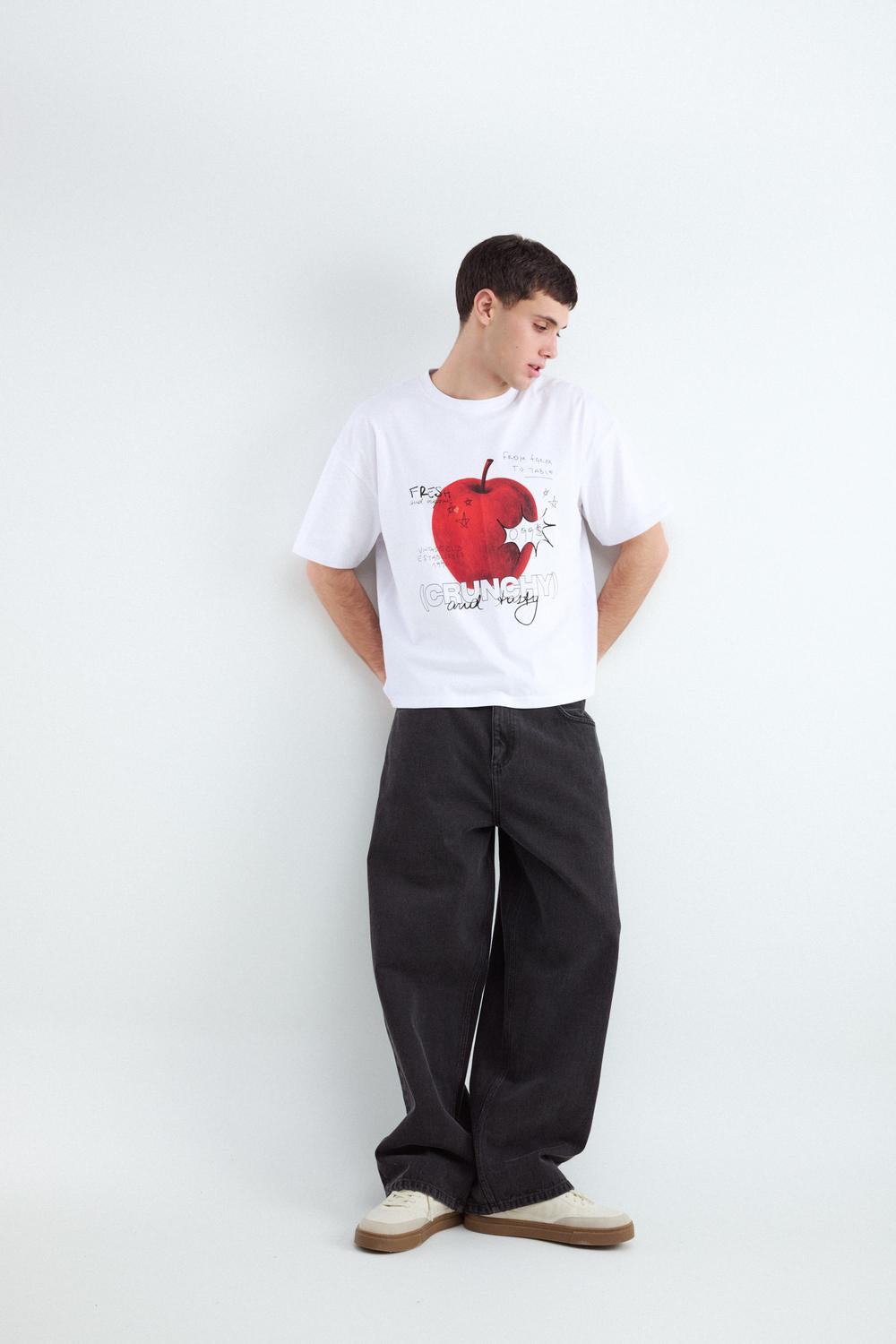 Remera Relaxed Fit Print Fruits - White