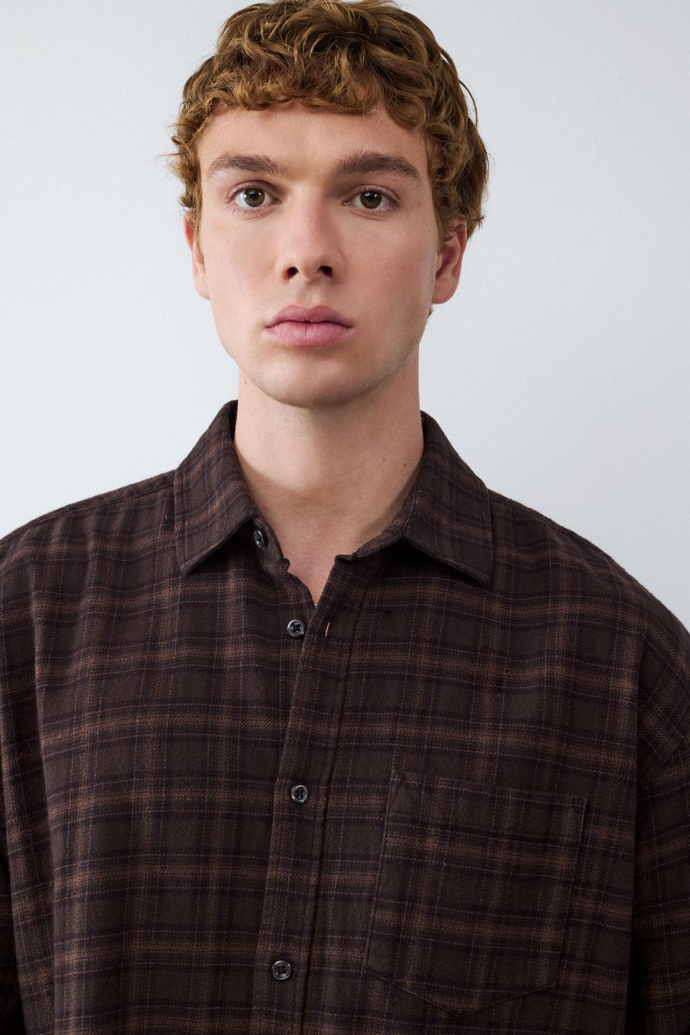 Camisa Boxy Pocket Flannel - Coffee Bean