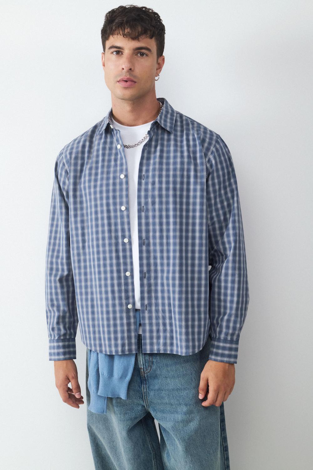 Camisa Oversize Checked Retiro - Grey