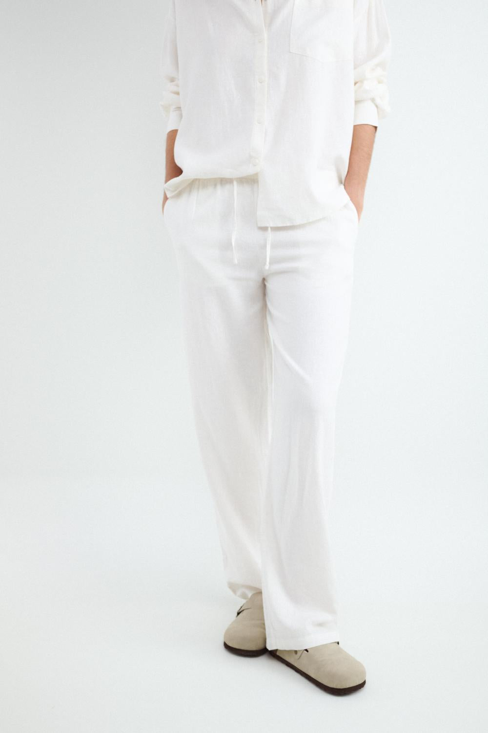 Pantalón Wide Leg Rustic Jogger - White