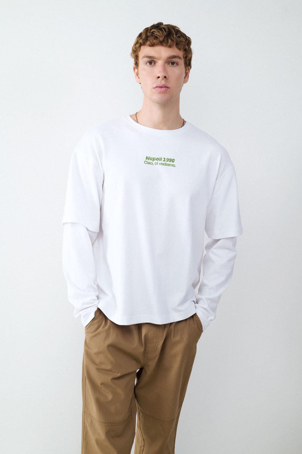 Camisa Relaxed Fit Double Pizza - White