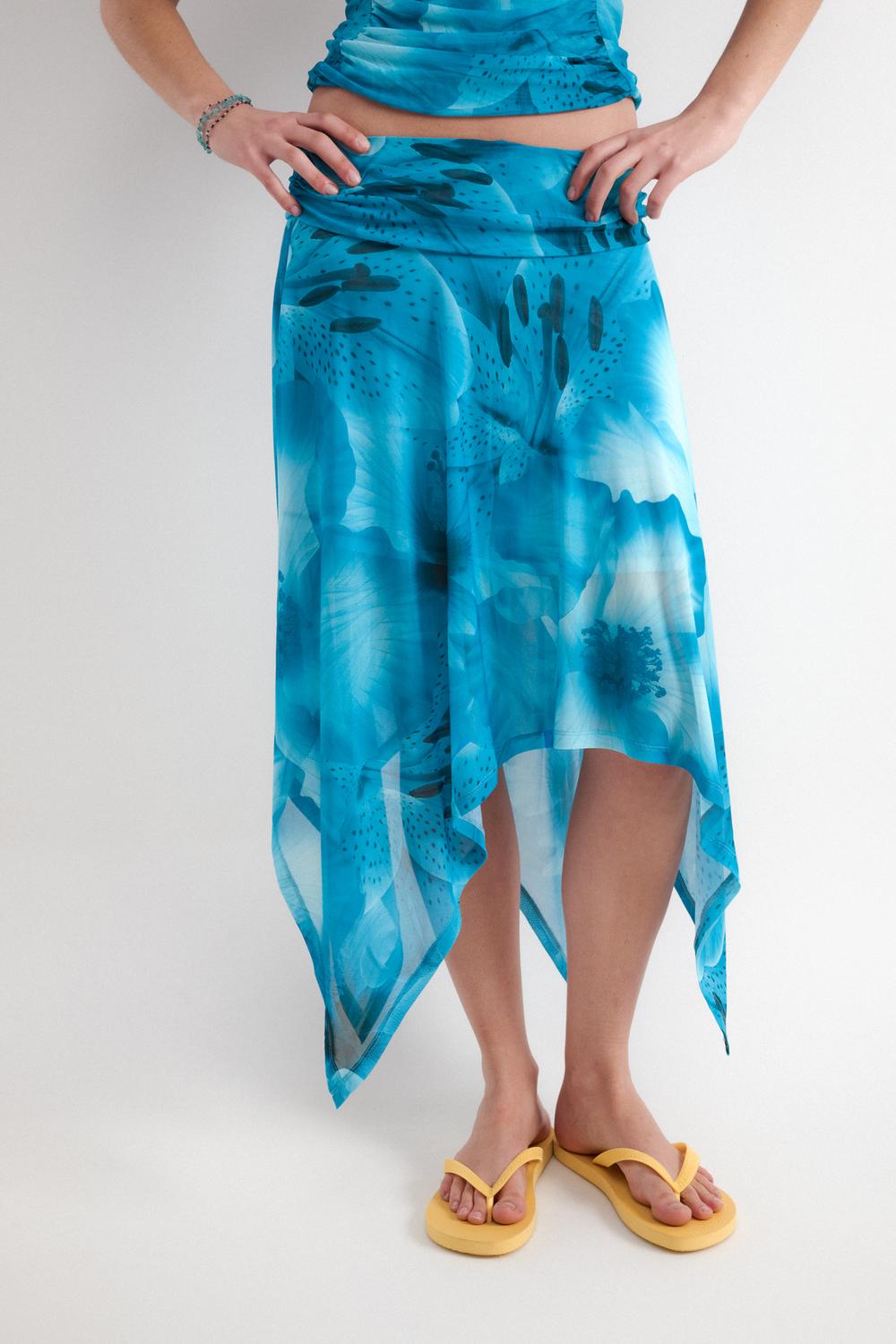 Pollera Mesh Assymetric - Blue Elixir