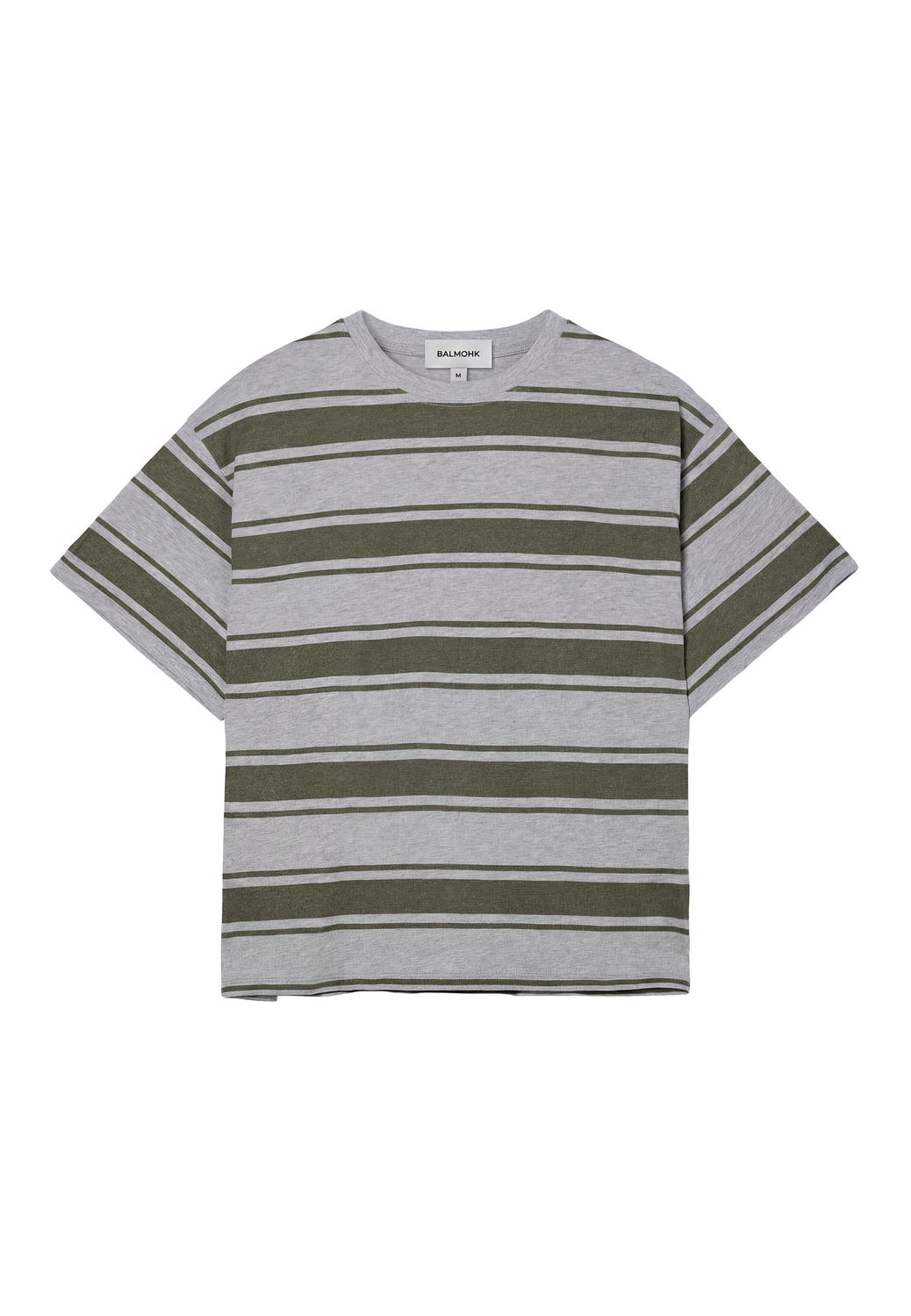 Remera Boxy Stripes - Light Grey Melange